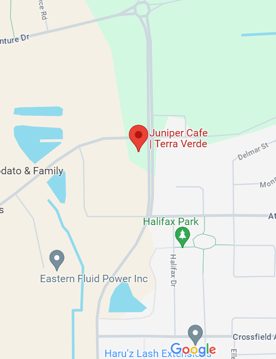 A map showing the location of Terra Verde Location of Juniper Cafe.